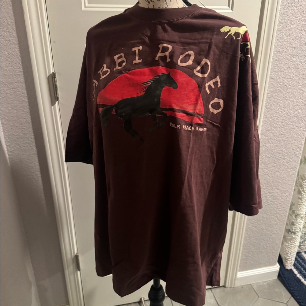 NEW SABBI Palm Beach Ranch Brown 'BBT Rodeo' Graphic woman’s Shirt - Picture 8 of 9